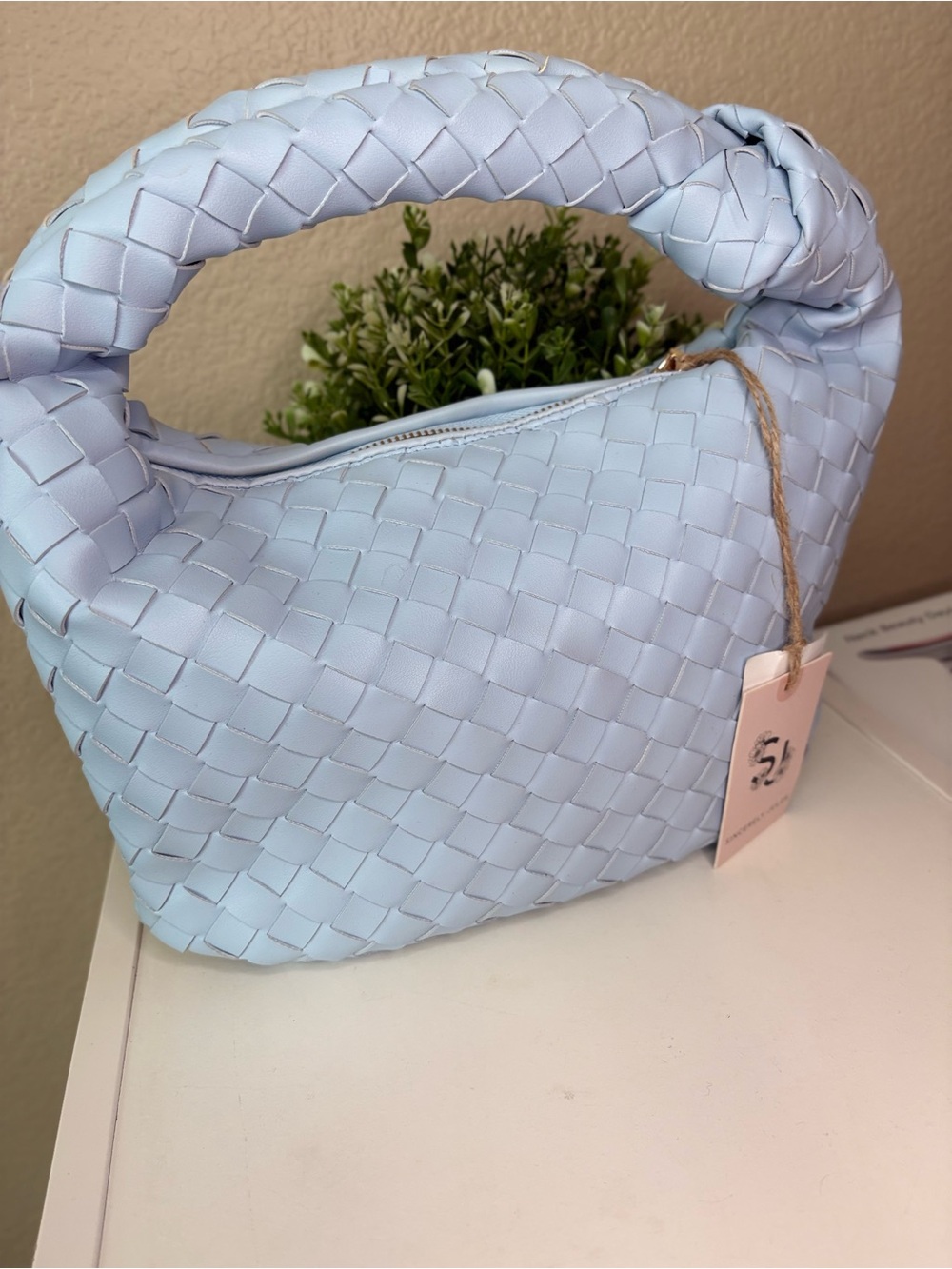 Sincerly Jules Light Blue Woven Hobo Bag
